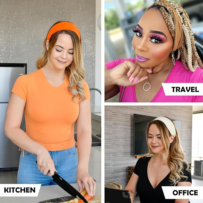 Lotus78, Pack of 8 Wide Headbands for Women Non Slip, Fashionable Sports Hair Bands for Women's Hair, Soft Elastic Stretchy Head Bands, Yoga Workout Headbands for Women Daily Fashion(Smile icon)