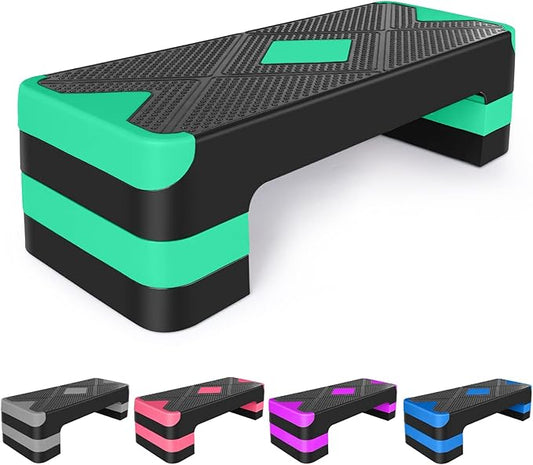 Adjustable Workout Aerobic Stepper in Fitness & Exercise Step Platform Trainer 3 settings adjustable height 4”-6”-8”