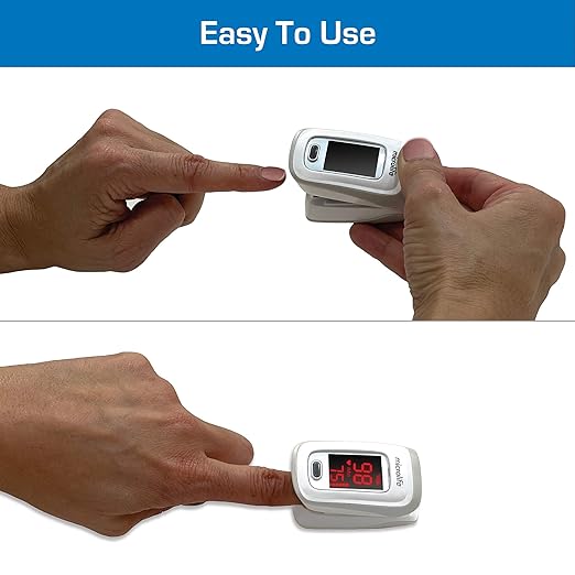 Microlife Series 200 Fingertip Pulse Oximeter, Blood Oxygen Saturation (SpO2) and Heart Rate Monitor, Includes Batteries, Lanyard and Case