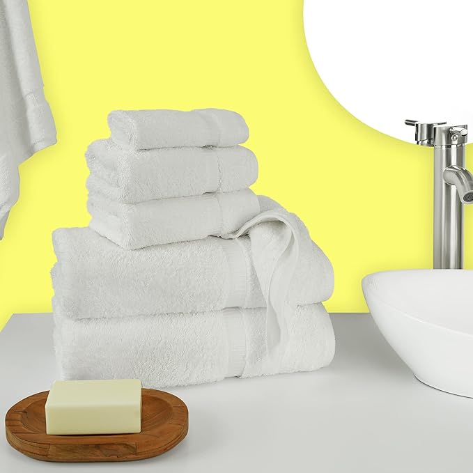 Chakir Turkish Linens Luxury Spa and Hotel Quality Premium Turkish Cotton 6-Piece Towel Set (2 x Bath Towels, 2 x Hand Towels, 2 x Washcloths)