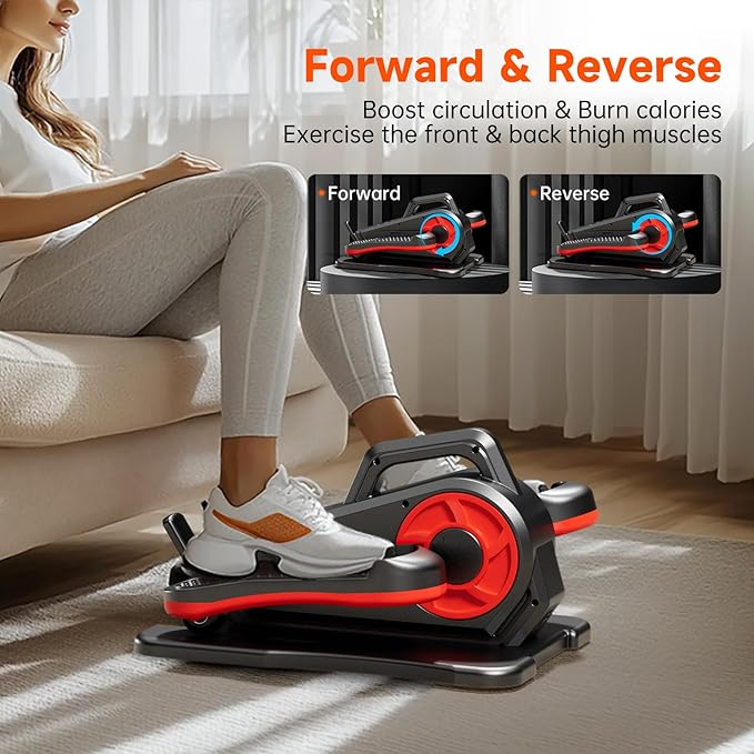 Elliptical Exercise Machine, Electric Ellipse Leg Exerciser as Seen on TV for Seniors with Remote Control & 12 Adjustable Speeds, Quiet & Portable Under Desk Pedal Exerciser for Home Office