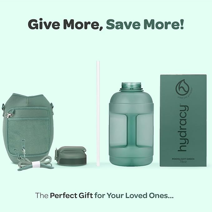 Hydracy Water Bottle with Time Marker -Large BPA Free Water Bottle & No Sweat Sleeve -Leak Proof Gym Bottle with Fruit Infuser Strainer & Times to Drink -Ideal for Fitness Sports & Outdoors