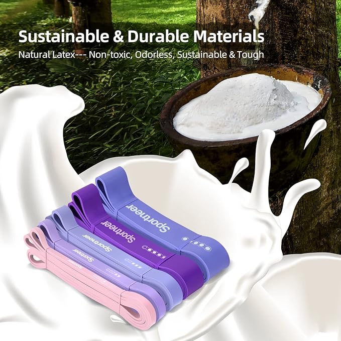 Sportneer Resistance Bands for Working Out: Pull Up Bands 5-130lb 5 Levels Exercise Bands Workout Bands Set with Handles & Door Anchor Pull Up Assist Bands for Men Women Resistance Training