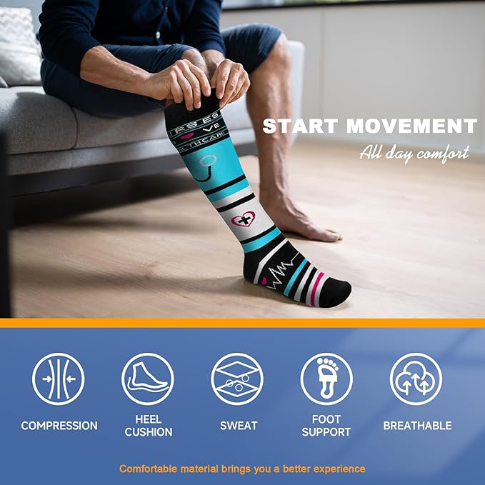 bropite Compression Socks for Women & Men Circulation-Support Knee High Socks 20-30 mmhg-Best for Running,Medical,Nurse,Travel