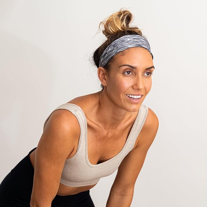 FROG SAC Sport Headbands for Girls, Adjustable Non Slip Athletic Sports Hair Bands for Women, Stretch Elastic Workout Mesh Headband for Yoga Running Exercise Soccer (Rainbow/Black/Blue Tie Dye)