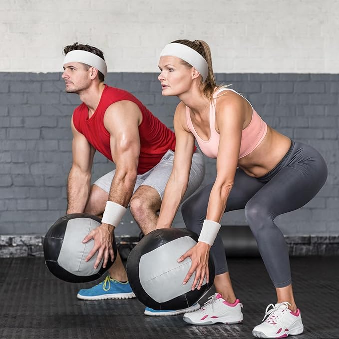 24 Pieces 80s Neon Sweatbands Set, Include 8 Sports Headbands and 16 Sweat Wristbands Elastic Athletic Tennis Sweat Bands Bulk for Man Woman