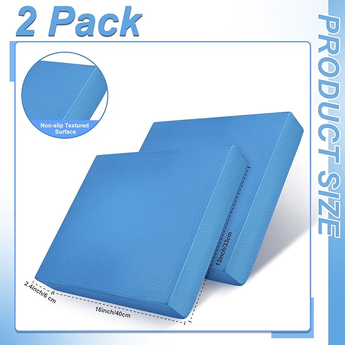 Hungdao 2 Pcs Balance Pad Thick Foam Yoga Core Training Exercise Pad for Adults Physical Therapy Fitness Stability Workout Knee Ankle Strength Training Home Work Floor