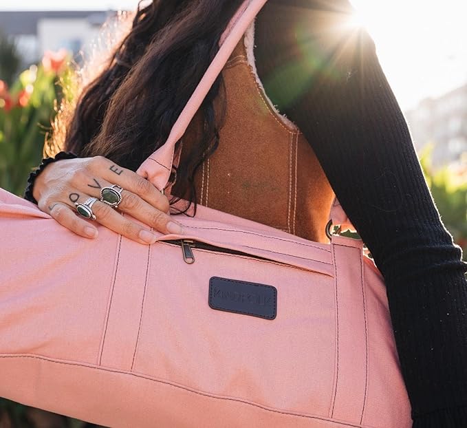 Kindfolk Yoga Mat Duffle Bag Patterned Canvas with Pocket and Zipper