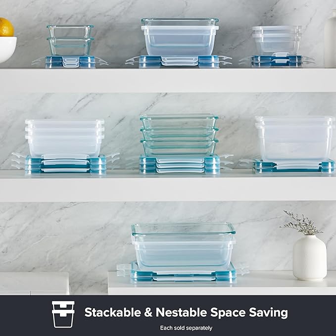 Snapware Total Solutions (5-Pack, 5.5 Cup) Plastic Food Storage Containers Set, Airtight & Leakproof Locking BPA-Free Lids Tupperware, Freezer Dishwasher Microwave Safe