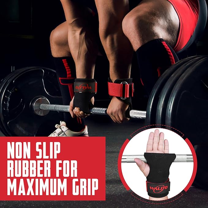 WALITO Weight Lifting Wrist Strap, Double Leather Weightlifting Wrist Straps for Gym Strength Training, Neoprene Padded Wrist Wraps - for Men & Women (Pair)