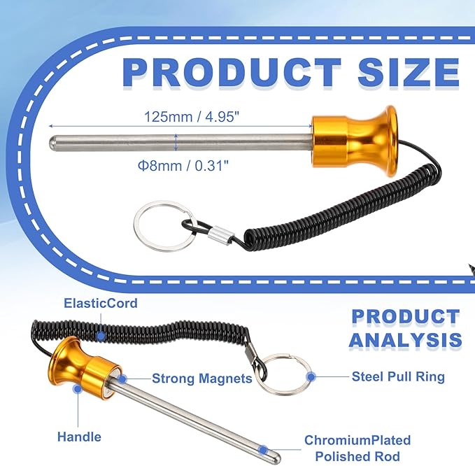 PATIKIL Weight Stack Pin, Magnetic Gym Selector Pin Universal Weight Stack Replacement with Pull Rope for Home Commercial