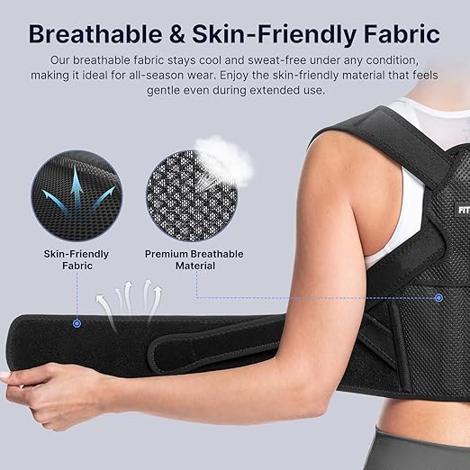 Fit Geno Posture Corrector for Women & Men: Adjustable Lightweight Upper Back Brace for Neck Shoulder & Upper Back Pain Relief - Improve Posture Correct Hunchback Slouching Invisible Under Clothes (XS/S Under Bust 30"-43")
