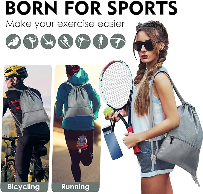 GAENMESH Drawstring Backpack Bag for Sports Lightweight Foldable Gym Bag with Sturdy Draw Cord Shoulder Strap Hiking Travel Camping