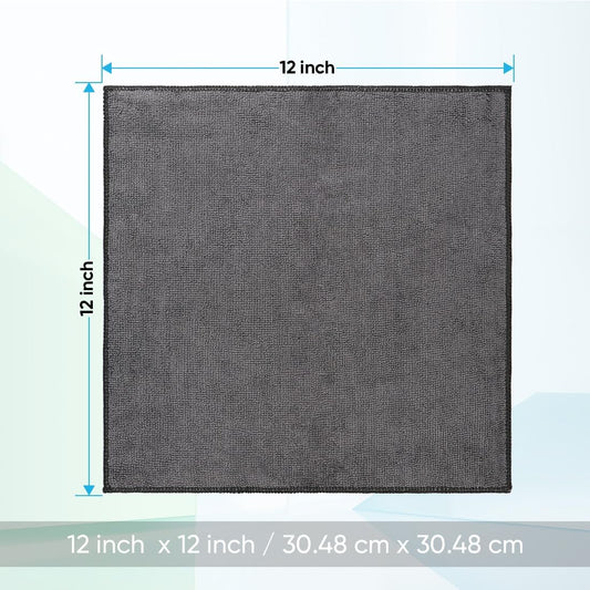 HOMEXCEL Microfiber Washcloths 50 Pack, Highly Absorbent and Soft Face Towel, Multi-Purpose Wash Cloths for Bathroom, Gym, Hotel, Spa and Kitchen, Multicolor 12x12 Inch, Grey