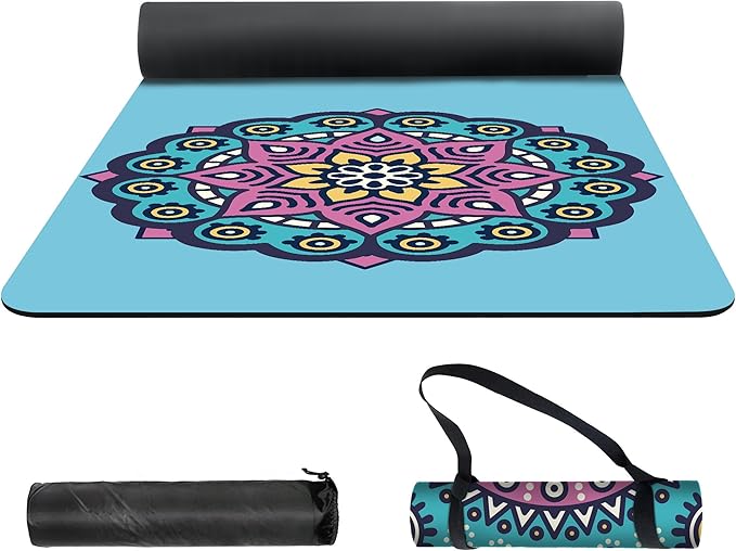 nuveti Yoga Mat Print Extra Thick TPE Non Slip Fitness Exercise Mat with Carrying Bag,72"x24" Extra Thick 6MM Exercise & Workout Mat for Yoga, Pilates Fitness and Floor Exercises