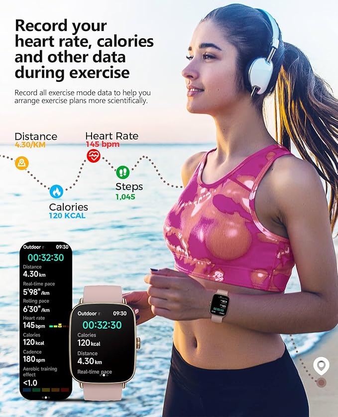 2025 Smart Watches for Women, 1.85" AI Voice Smartwatch, 24/7 Heart Rate Monitor, Stress/SpO2/Sleep Tracker, IP68 Waterproof, Weather, 100+ Sports Fitness Tracker for Android iOS Pink