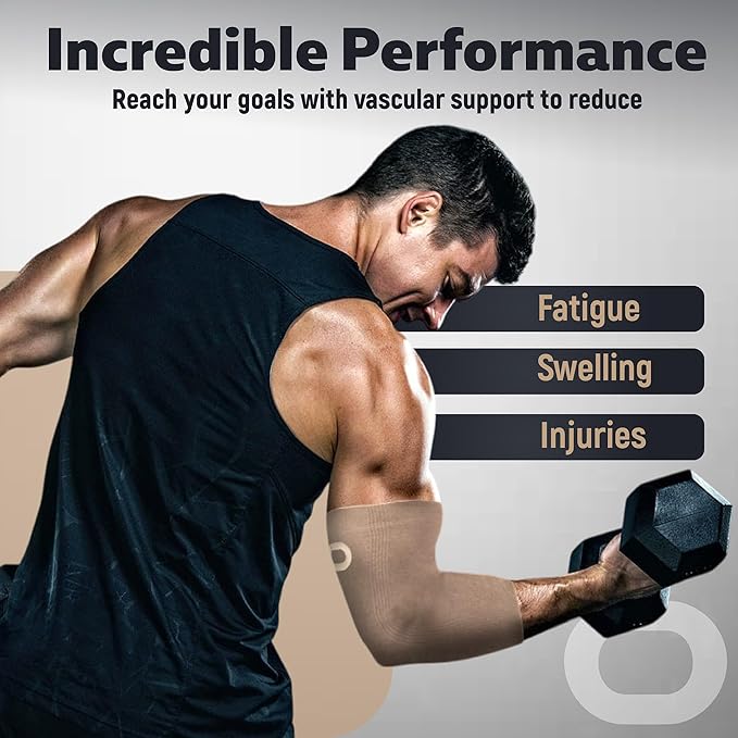 Elbow Brace Compression Sleeve (1 Pair) - Instant Arm Support Elbow Sleeves for Tendonitis, Arthritis, Bursitis, Golfers & Tennis Elbow Brace, Treatment, Workouts, Weightlifting, Pain Relief, Recovery