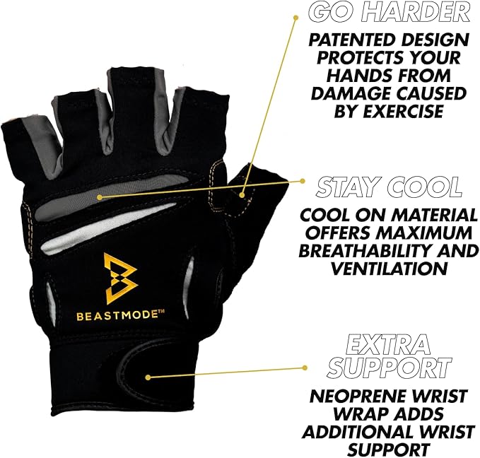 Bionic Women's Beastmode Half Finger Gym Workout Gloves
