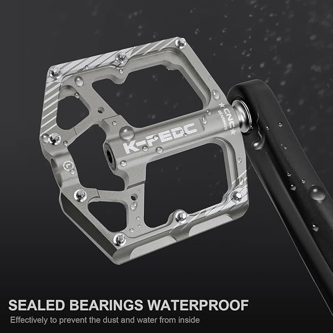 Bike Pedal Aluminum Alloy 9/16" Bike Pedal MTB Wide Platform Flat Non-Slip Bicycle Pedals with 3 Bearings for Mountain Bikes, Road, BMX