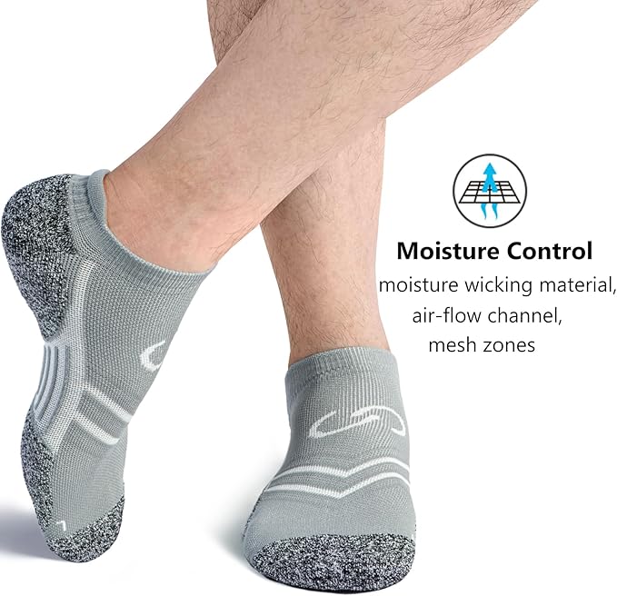 CWVLC No Show Sports Compression Socks for Men Women with Cushion (4/8 Pairs)