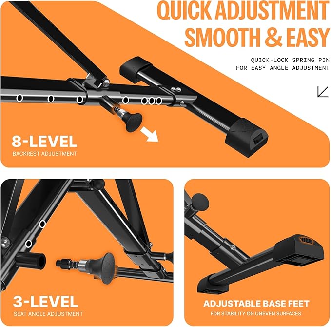 AIRHOP Upgraded Adjustable Weight Bench, Bench Press Full Body Workout, Quick Fold Space Saving, Workout Bench for Home Gym Strength Training