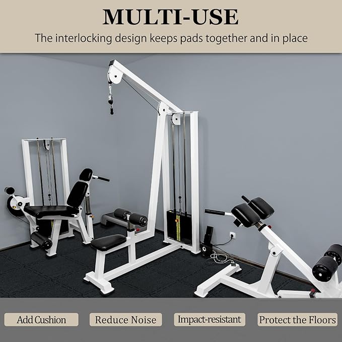 BXI Puzzle Exercise Mat 12 Pcs, 11 x 11 x 0.4 inches, High Density Noise Reduction Puzzle Felt Rug Mat, Non Slip Interlocking Floor Tiles for Workout, Gymnastics and Home Gym Protective Flooring