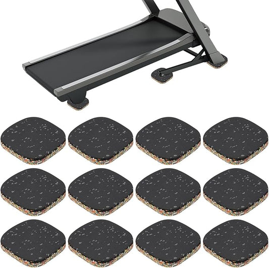 PATIKIL 12 Pcs Treadmill Mat Pads, 4x4x0.6 High Density Foam Anti Vibration Pad Sound Proof Floor Mat Exercise Equipment Mat for Carpet Protect Noise Reduction Home Gym, Gray