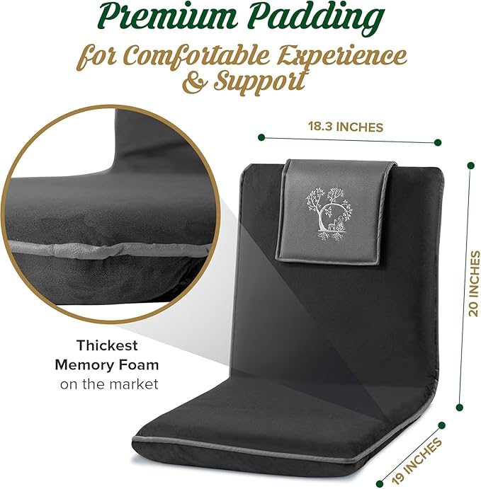 Japanese Meditation Floor Chair with Back Support for Adults - Premium Meditation Chair with Adjustable & Foldable Back for Seating, Yoga & Gaming — Folding Backjack Chairs with Backrest for Adults