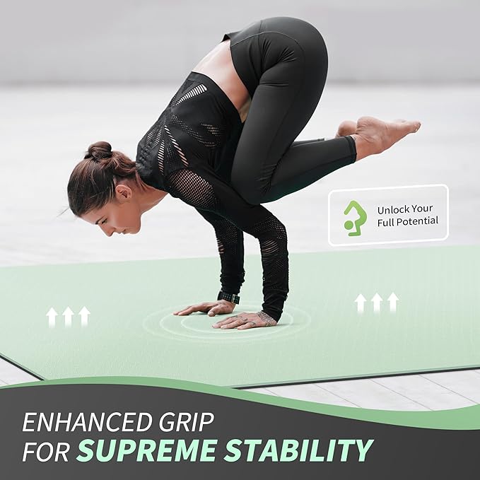 CAMBIVO Large Yoga Mat (6'x 4'), Extra Wide Workout Mat for Men and Women, Yoga Mat Thick 1/3 &1/4 Exercise Mats for Home Workout, Yoga, Pilates (Black,1/4 inch)