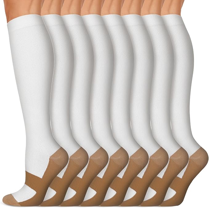 Iseasoo Copper Compression Socks (15-20 mmHg) for Men & Women - Running, Hiking, Cycling, Travel - Improves Circulation