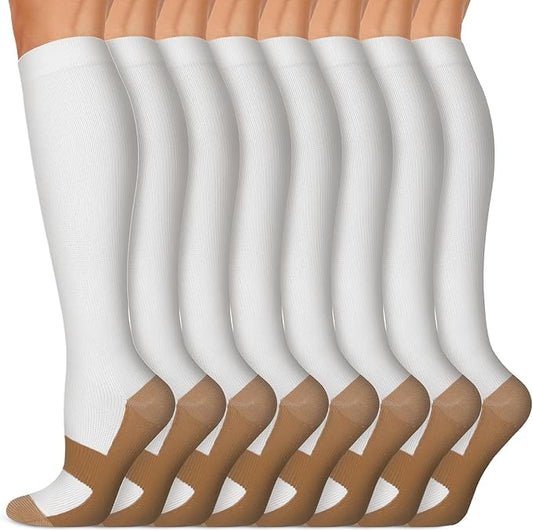 Iseasoo Copper Compression Socks (15-20 mmHg) for Men & Women - Running, Hiking, Cycling, Travel - Improves Circulation