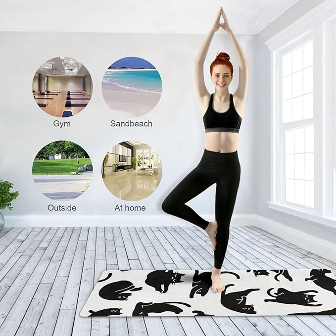 Cute Chubby Frog Yoga Mat, 71 x 26 Inch Non-slip Yoga Mats Folding Travel Exercise Mat Indoor Outdoor Gym Pilates with Storage Bag for Women Men