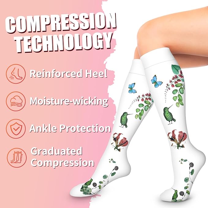 Bluemaple Compression Socks for Women & Men Circulation (6 Pairs) 15-20 mmHg is Best Support for Athletic Running Cycling