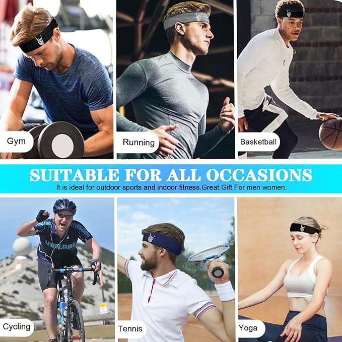 3Pcs Men Sports Headbands Sweat Bands for Men Women Sweatbands