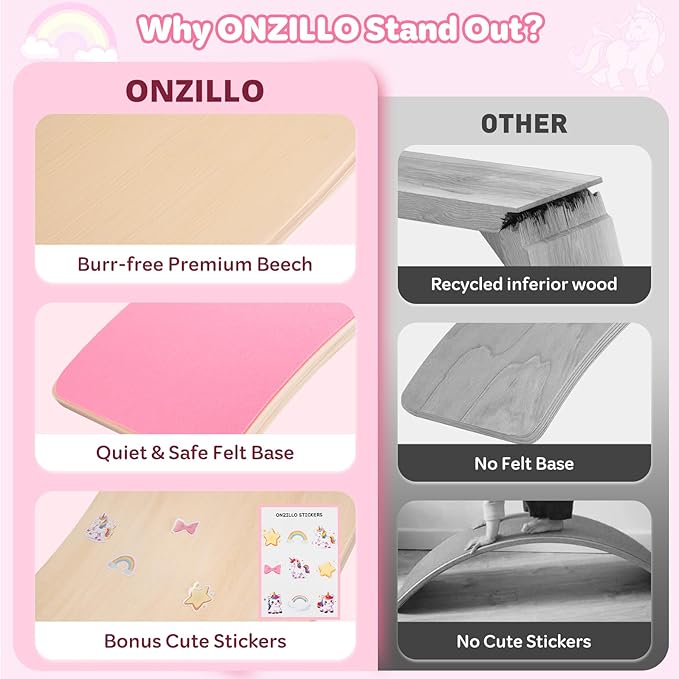 Balance Board Kids, 35 Inch Natural Wooden Wobble Balancing Board for Open Ended Learning, Toddler Rocker Board with Non Slip Felt Yoga Curvy Board for Adult Boys Girls M.ontessori-Inspired