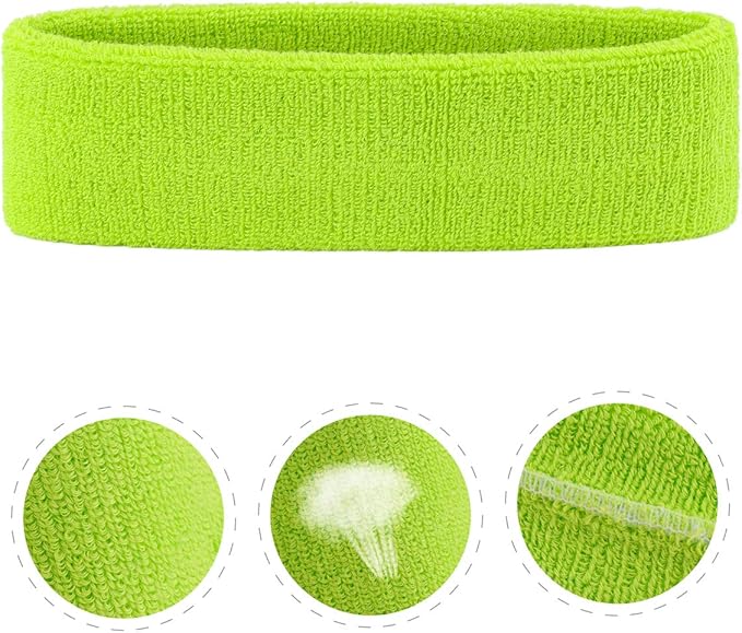 ONUPGO Sweatband Headbands for Men & Women -12PCS Sports Headbands Moisture Wicking Athletic Cotton Terry Cloth Headband for Tennis,Basketball,Football,Gym,Working Out