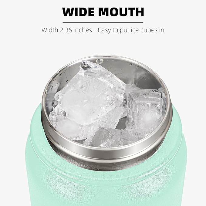 Fanhaw 32 Oz Stainless Steel Insulated Sports Water Bottles with Straw for Kids, Men and Women (Green Pink)