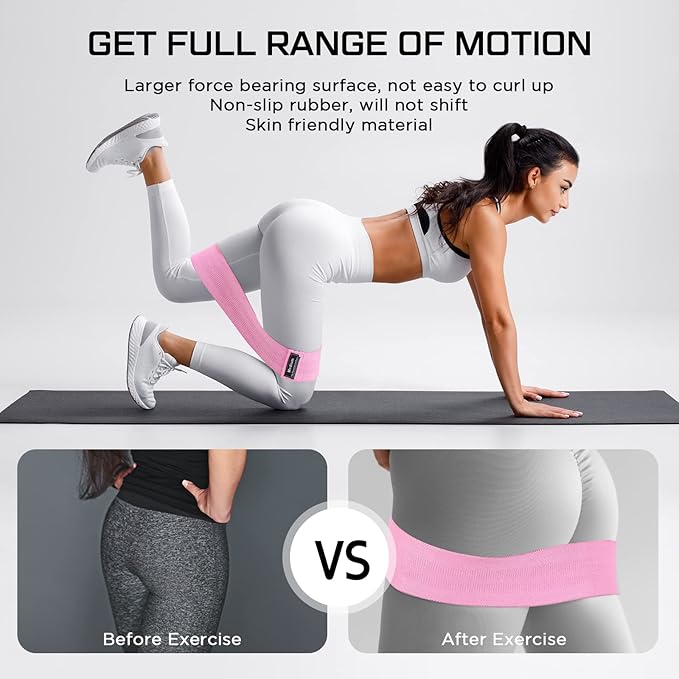 12 Pcs Fabric Resistance Bands for Working Out Booty Workout Stretch Exercise Bands Non Slip for Legs Squat Resistance Loop for Women Men Starter Butt Hip Thigh Fitness