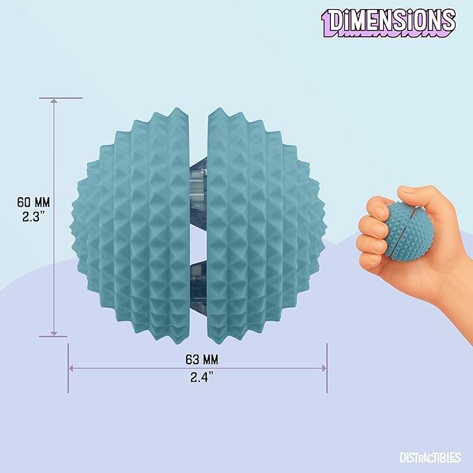 Round Spiked Sensory Fidget Clicker, Tactile Stimming Device with Mechanical Clicky Switches, Lanyard Attachment, Ideal for Pain Stim, ADHD, Autism & Stress Relief (Blue, Large)