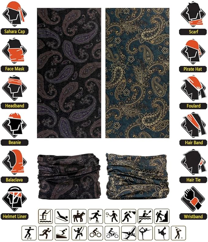 Headband Neck Gaiter Head Wrap Headwear Face Mask Magic Scarf Bandana for Men and Women
