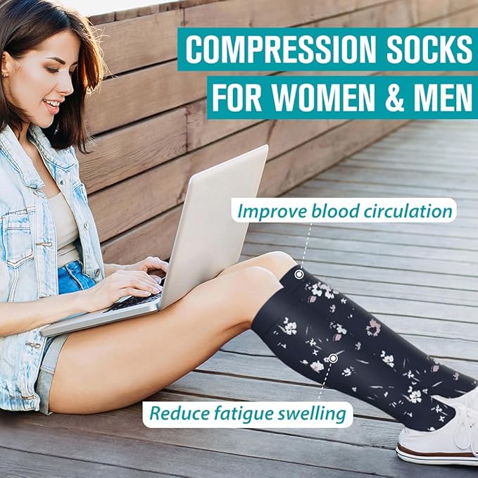 BLUEENJOY Copper Compression Socks for Women & Men (6 pairs) - Best Support for Nurses, Running, Hiking, Recovery