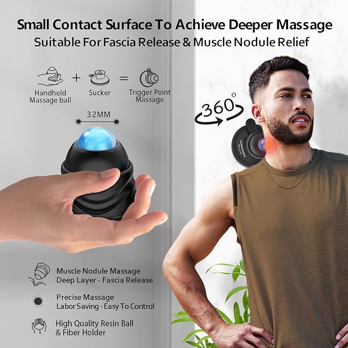 Massage Ball Deep Tissue 2 in 1 Mountable Muscle Massage Roller for Pain Relief, Trigger Point ，Relieve Fascia Muscle Knot and Joint Pain Relax Full Body