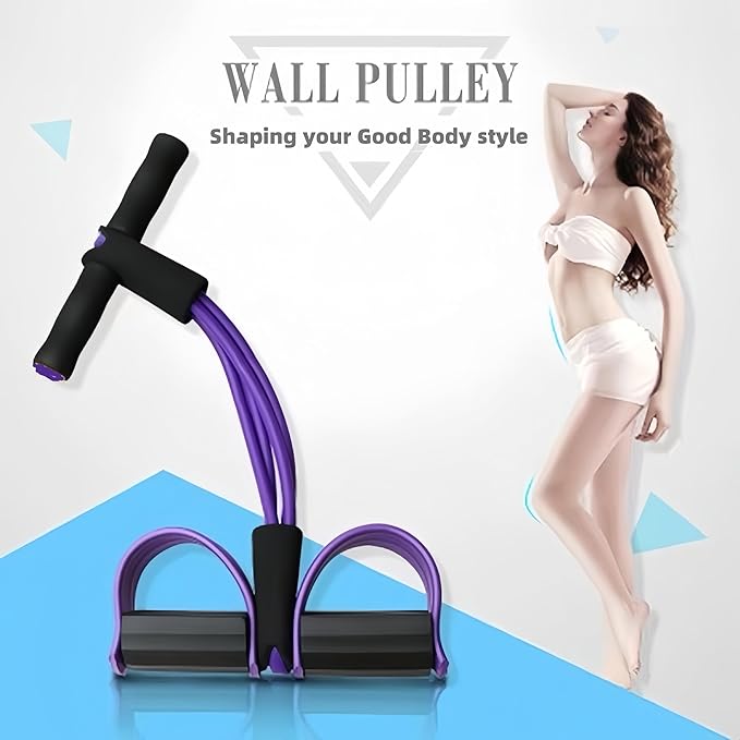 Resistance Bands for Exercise,6-Tube Elastic Yoga Pedal Puller Resistance Band, Natural Latex Tension Rope Fitness Equipment, for Abdomen/Waist/Arm/Leg Stretching Slimming Training (Purple)