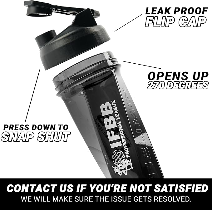 HELIMIX 2.0 IFBB Officially Licensed Vortex Blender Shaker Bottle Holds upto 28oz | No Blending Ball or Whisk | USA Made | Portable Pre Workout Whey Protein Drink Shaker Cup | Mixes Smoothies Shakes
