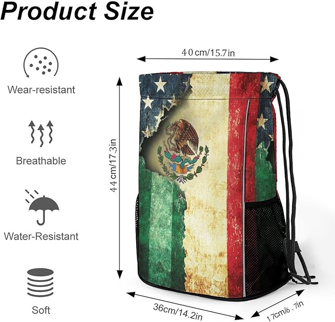 Flag Drawstring Backpack Gym Bag With Shoe Compartment String Bag Sport Beach Swimming Sackpack For Women Men