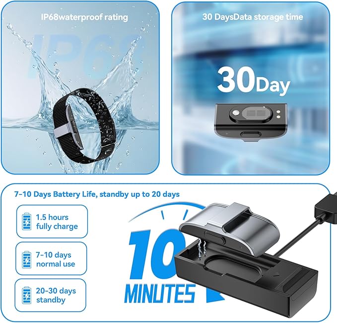 Fitness Trackers,Smart Health Wristband for 44 Sports Modes, Activity and Sleep Tracker with Heart Rate HRV,Personalized Coaching with Free App,Black