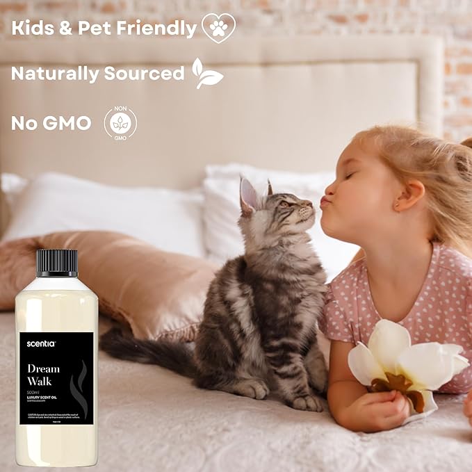 Scentia Hotel Diffuser Oil Inspired by The 5- Star Hotel Scent - 500 ml 16.9 fl oz - Essential Oil Blend for Diffuser Refill,White Tea Oil for Aromatherapy Diffusers and Humidifiers - Dream Walk