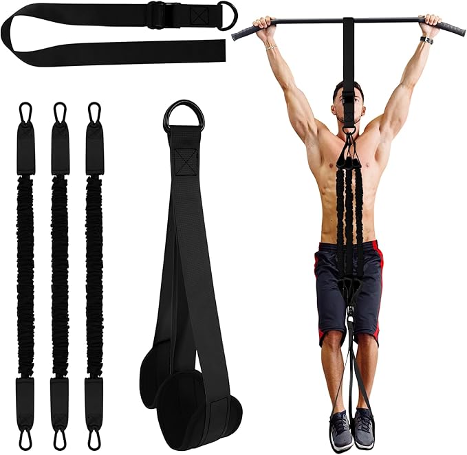 Pull Up Assistance Bands, 225 LBS Heavy Duty Resistance Bands with Feet Rest, Height Adjustable Exercises Assist Band for Strength Training Workout Equipment Home Gym Pull Up Bar Accessories