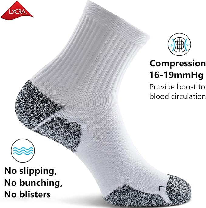 CWVLC Cushioned Compression Sport Quarter Socks for Men Women Youth
