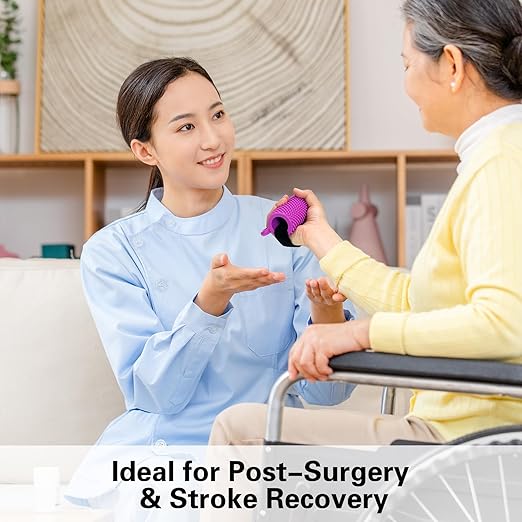 Hand Therapy Grip Ball for Hand Contracture & Stroke Arthritis Recovery - Exercise Strengthener for Weak Hands, Carpal Tunnel, Rehabilitation, Post-Surgery, Soft Squeeze Stress Relief Ball for Seniors